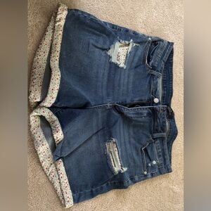Judy Blue Floral Cuff Distressed Denim Shorts